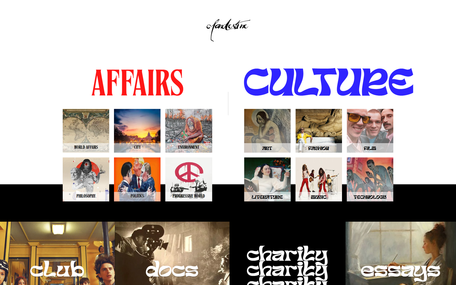 Clandestine Magazine Live Website Screenshot