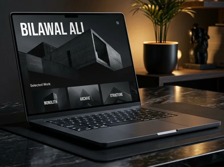 Bilawal Portfolio on Laptop